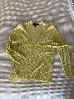 89th & Madison Lemon Yellow V-Neck Button Cardigan
